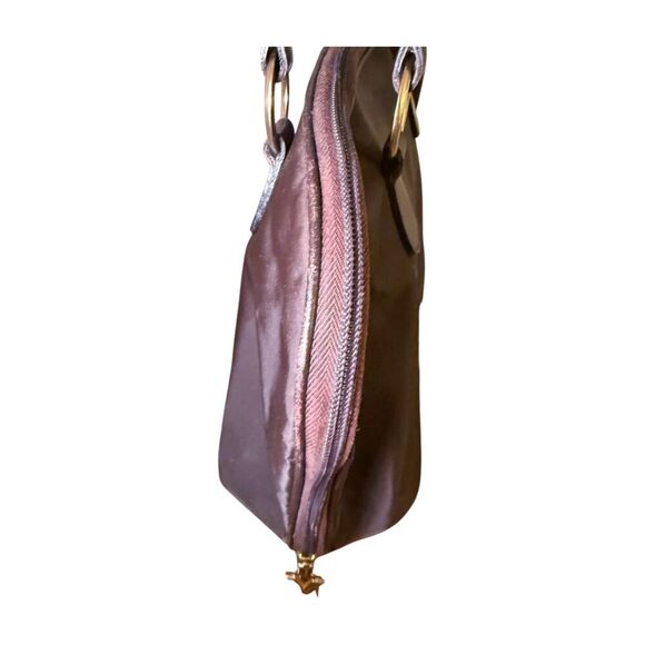 Vintage 90s Moschino by Redwall Shoulder Bag, Brown Nylon & Leather Trim - Picture 8 of 11